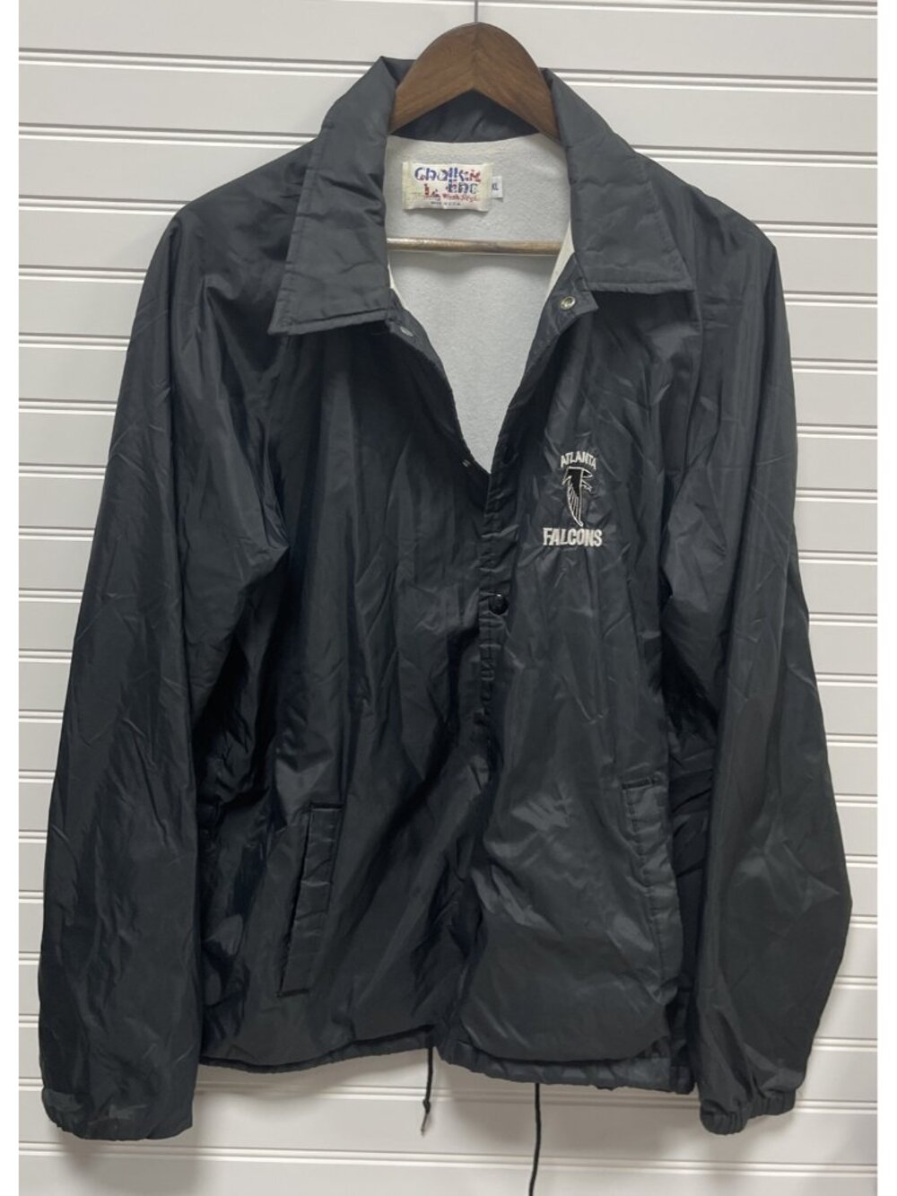 VTG 80s 90s Chalk Line Atlanta Falcons Full Button Polyester Jacket Sz XL ATL